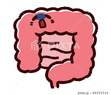 かわいい大腸 小腸 病気 不健康のイラスト素材