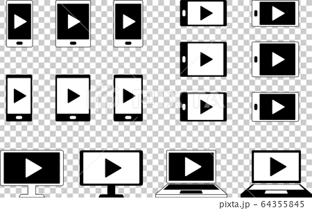 Pc スマホ タブレット Tv 動画再生アイコンセットのイラスト素材