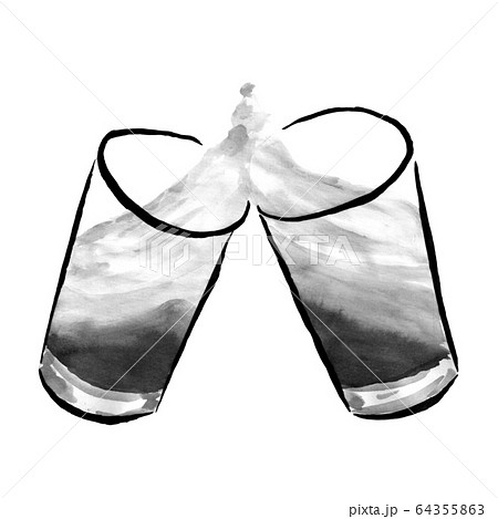 ビール（墨の手描き） 64355863