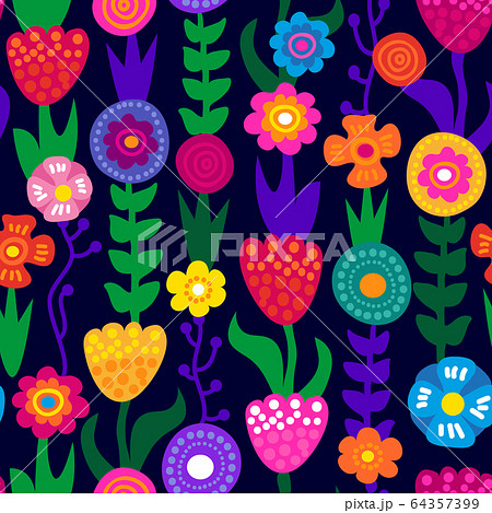 Seamless pattern with colorful flowers. Seamless pattern with colorful flowers. 64357399