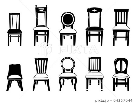 Chair Set Vector Desk Chairs Furniture のイラスト素材