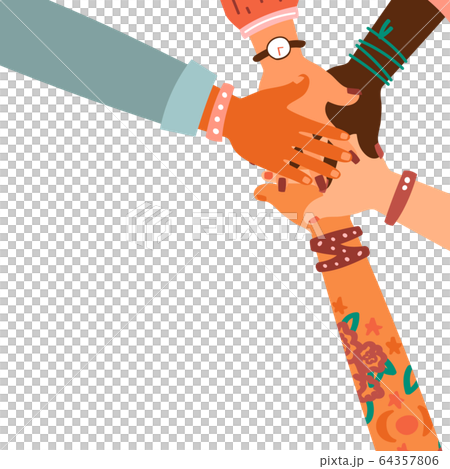 Hands together - set of different races raised up hands. Hands together - set of different races raised up hands. 64357806