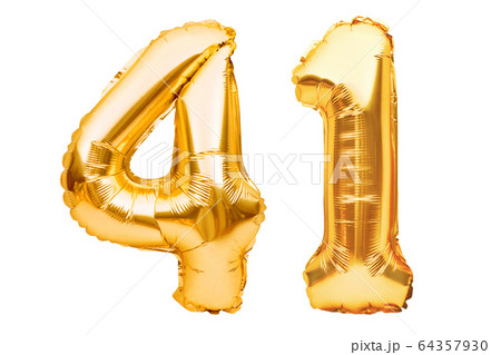 Number 41 forty one made of golden inflatable 64357930