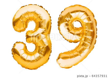 Number 39 thirty nine made of golden inflatable 64357931