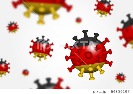 COVID-19 . 3D floating corona virus with Germany COVID-19 . 3D floating corona virus with Germany 64359197