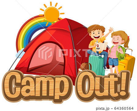 Font design for word camp out with people and big 64360564