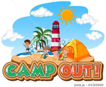 Font design for camp out with tent in the park 64360600