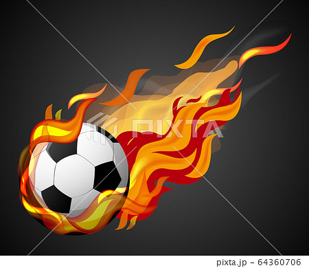 Shooting soccer with flame on black background 64360706