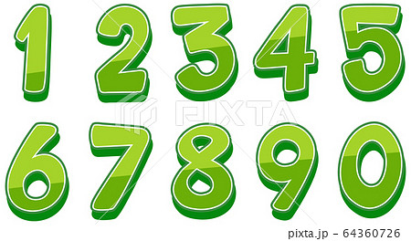 Font design for numbers one to zero on white Font design for numbers one to zero on white 64360726