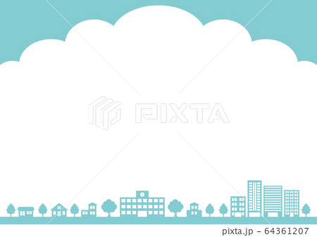 街並みのシルエットフレームのイラスト素材