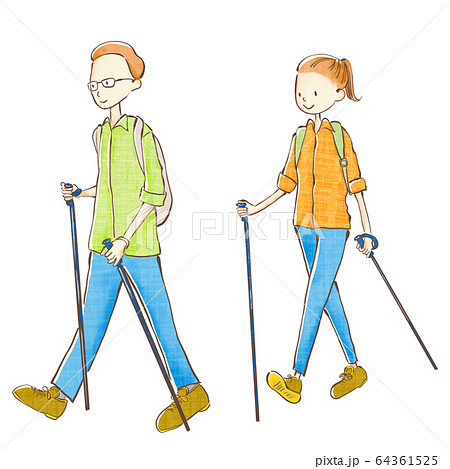 Illustration Of A Couple Walking Nordic Stock Illustration