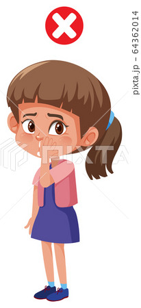 Girl Touching Face Risk To Have Virusのイラスト素材