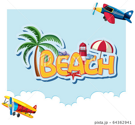 Font design template for word beach with sky Font design template for word beach with sky 64362941