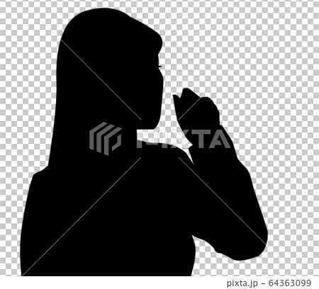 [Silhouette of a person] A woman who has a cold / sickness. A woman who has a headache. 64363099