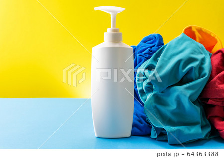 Plastic bottles of cleaning products set with pile Plastic bottles of cleaning products set with pile 64363388