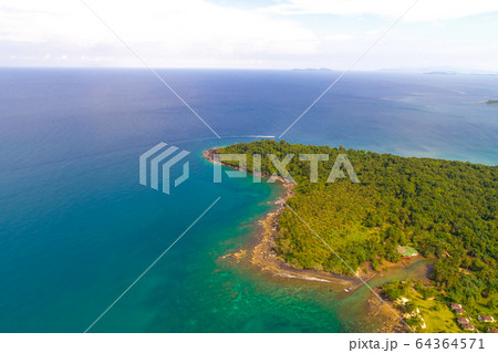 Aerial view beautiful green tree on island with 64364571