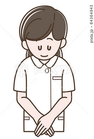 お辞儀をする看護師の女性のイラスト素材