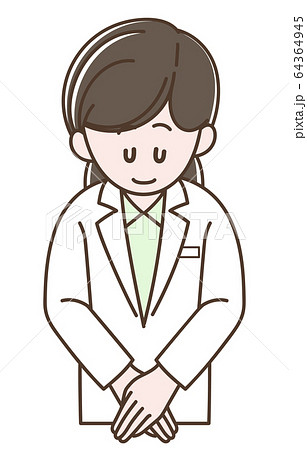 お辞儀をする白衣の女性 お辞儀をする白衣の女性 64364945
