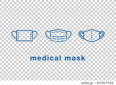 医療用マスク シンプルなアイコンイラスト 感染対策 アレルギー対策 ウイルス対策のイラスト素材
