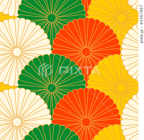 菊 和柄 素材 シームレスパターン デザイン イラストのイラスト素材
