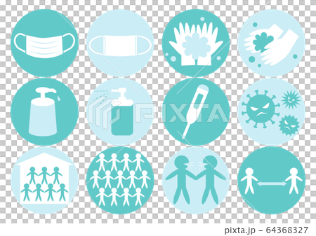 病毒感染預防措施圖藍色圓圈圖標 64368327