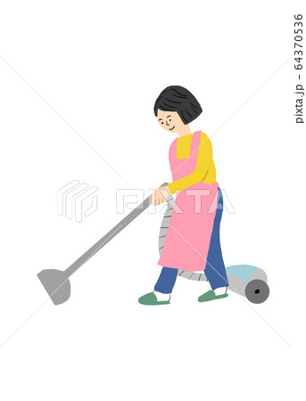掃除機をかける女性のイラスト素材