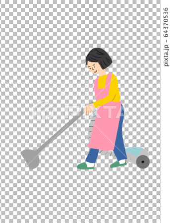 A woman cleaning a vacuum cleaner A woman cleaning a vacuum cleaner 64370536