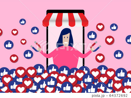 Female Influencer Using Social Media to Attract 64372692