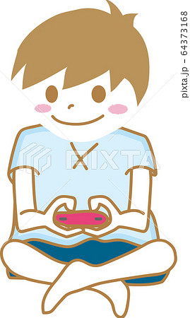 ゲームする子ども Swichのイラスト素材