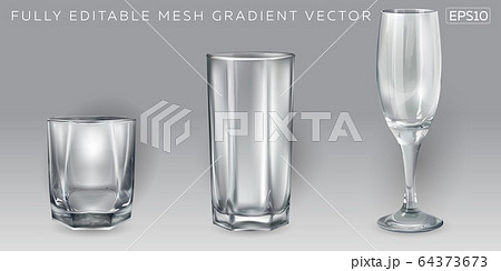 Three empty glasses for different bar drinks. Three empty glasses for different bar drinks. 64373673