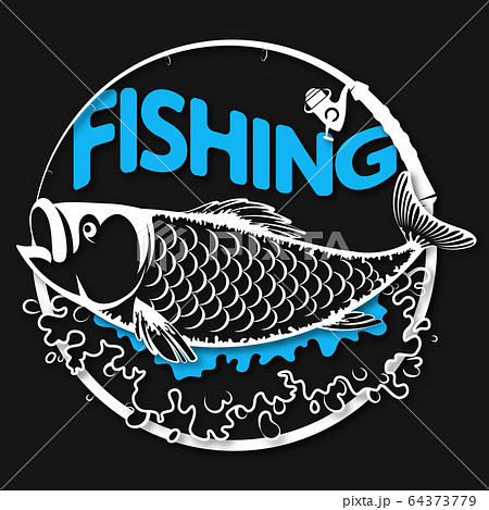 Fish on the waves symbol for fishing 64373779
