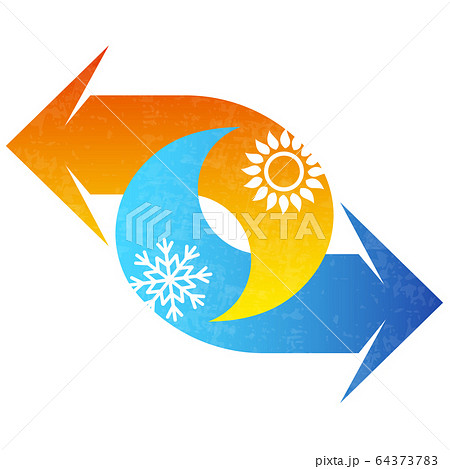 Air conditioning symbol red and blue arrow 64373783
