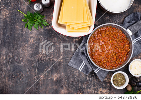 Ingredients for cooking lasagna Bolognese Ingredients for cooking lasagna Bolognese 64373936