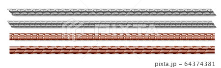 Metal rods, steel and copper bars isolated set 64374381