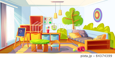 Kids bedroom, empty child room indoors interior - Stock Illustration  [64374399] - PIXTA