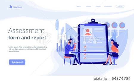 Employee assessment concept landing page. Employee assessment concept landing page. 64374784