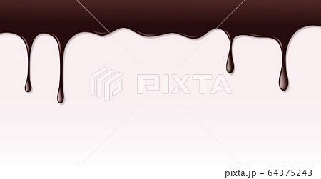 Dark chocolate syrup leaking on pink background 64375243