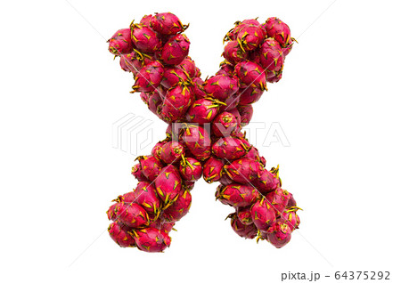 Letter X from dragon fruits, 3D rendering Letter X from dragon fruits, 3D rendering 64375292