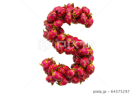 Letter S from dragon fruits, 3D rendering Letter S from dragon fruits, 3D rendering 64375297