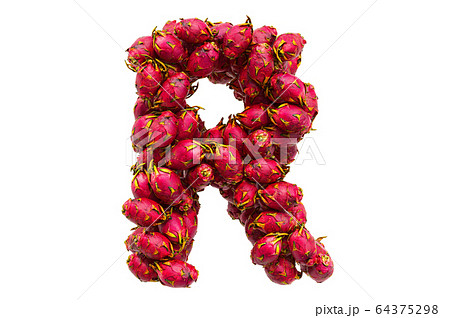 Letter R from dragon fruits, 3D rendering Letter R from dragon fruits, 3D rendering 64375298