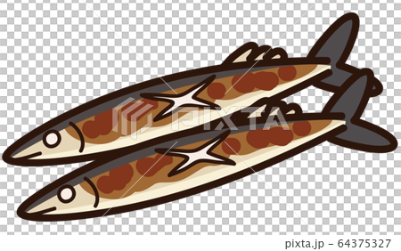主線鹽烤秋刀魚簡單可愛手繪插畫 主線鹽烤秋刀魚簡單可愛手繪插畫 64375327