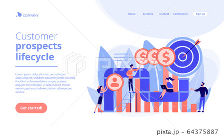 Sales pipeline management concept landing page. Sales pipeline management concept landing page. 64375887