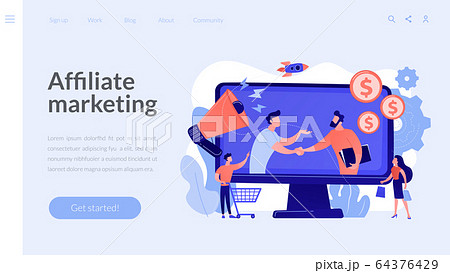 Affiliate marketing concept landing page. 64376429