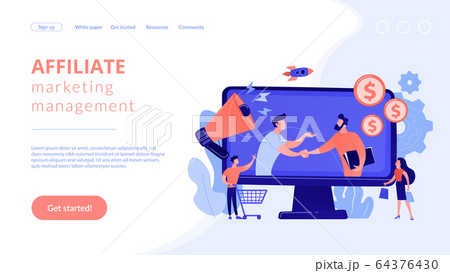 Affiliate marketing concept landing page. 64376430