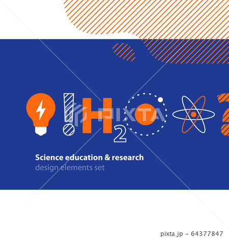 Scientific research, science education icons set 64377847