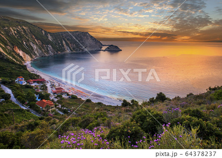 Beautiful summer sunset on Greece islands 64378237