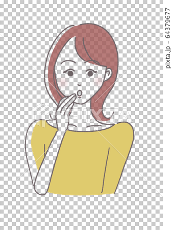A woman holding her mouth 64379677