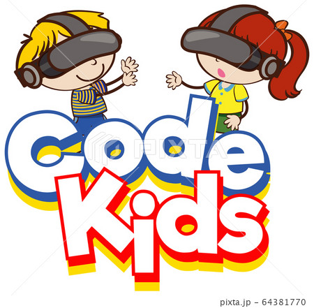 Font design for word code kids with kids wearing Font design for word code kids with kids wearing 64381770