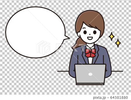 Student woman computer speech bubble illustration 64381880