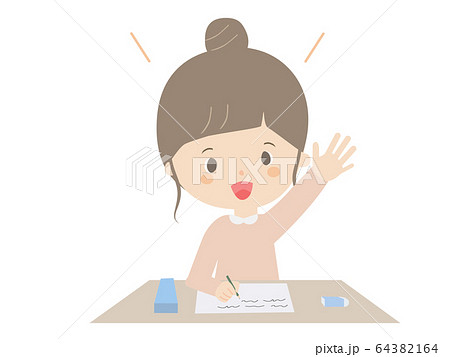 Girl raising hand during class. 64382164